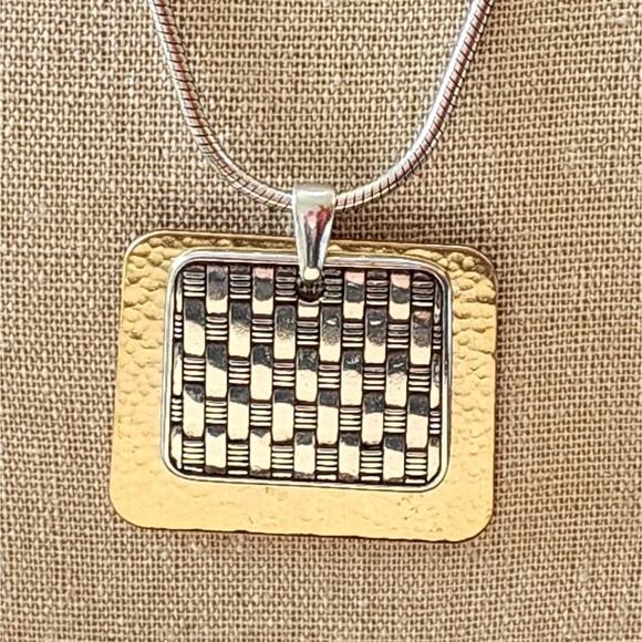 Brighton mixed metals rectangular pendant‎ necklace - Picture 7 of 8